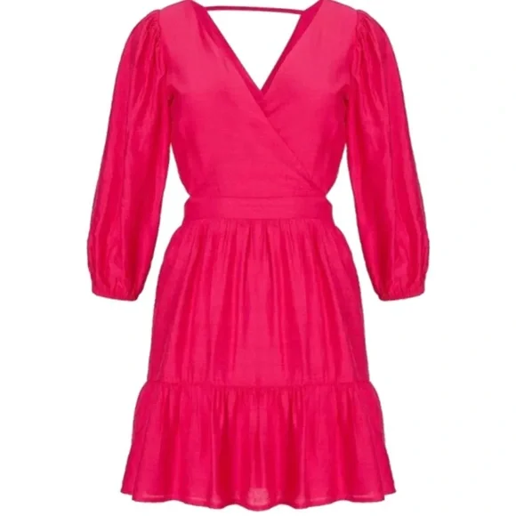 express pink ruffle dress Express Women's Textured Mesh Sweetheart Ruffle Mini Dress in Pink Large